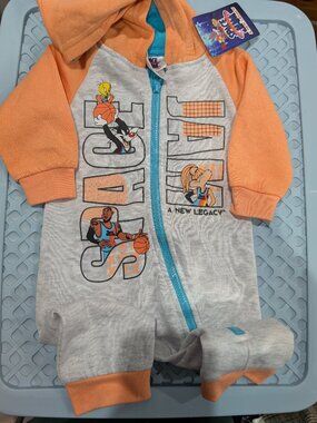 Space jam baby sleeper one piece hoodie outfit